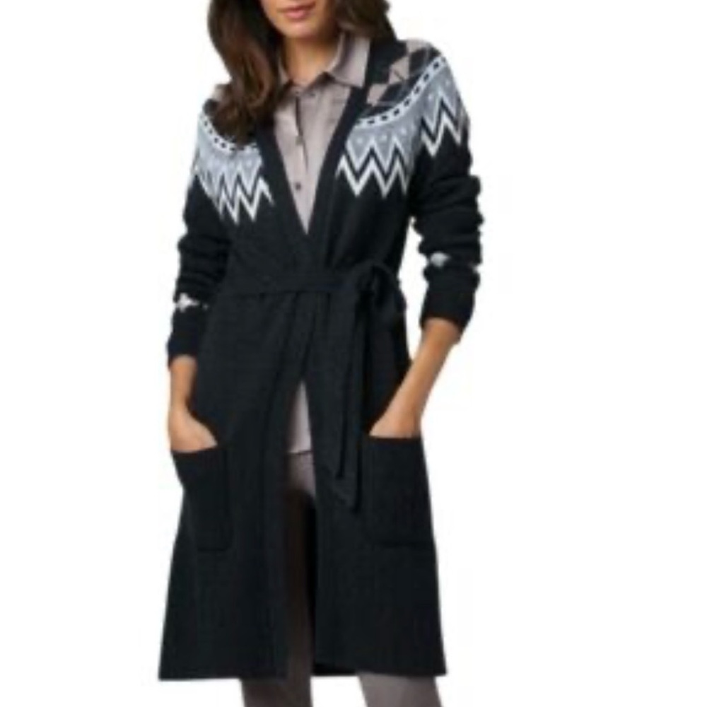 Etcetera Argyle wrap belt Knit Cardigan